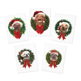 Wonky Dogs Wreath Holiday Greeting Cards (5-Pack)